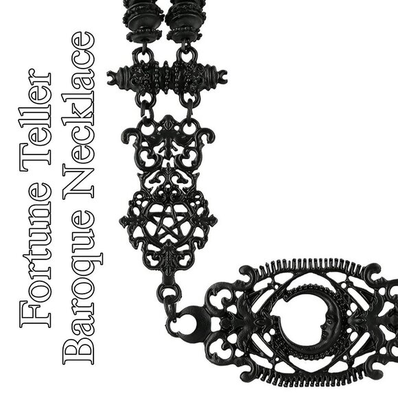 Fortune Teller Baroque Necklace – by Restyle ✦ Ornate Filigree ✦ Rare Statement - Picture 1 of 3